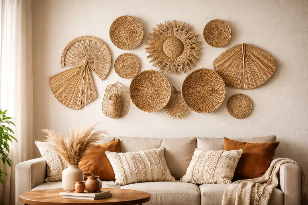 Use Wicker and Rattan Wall Decor