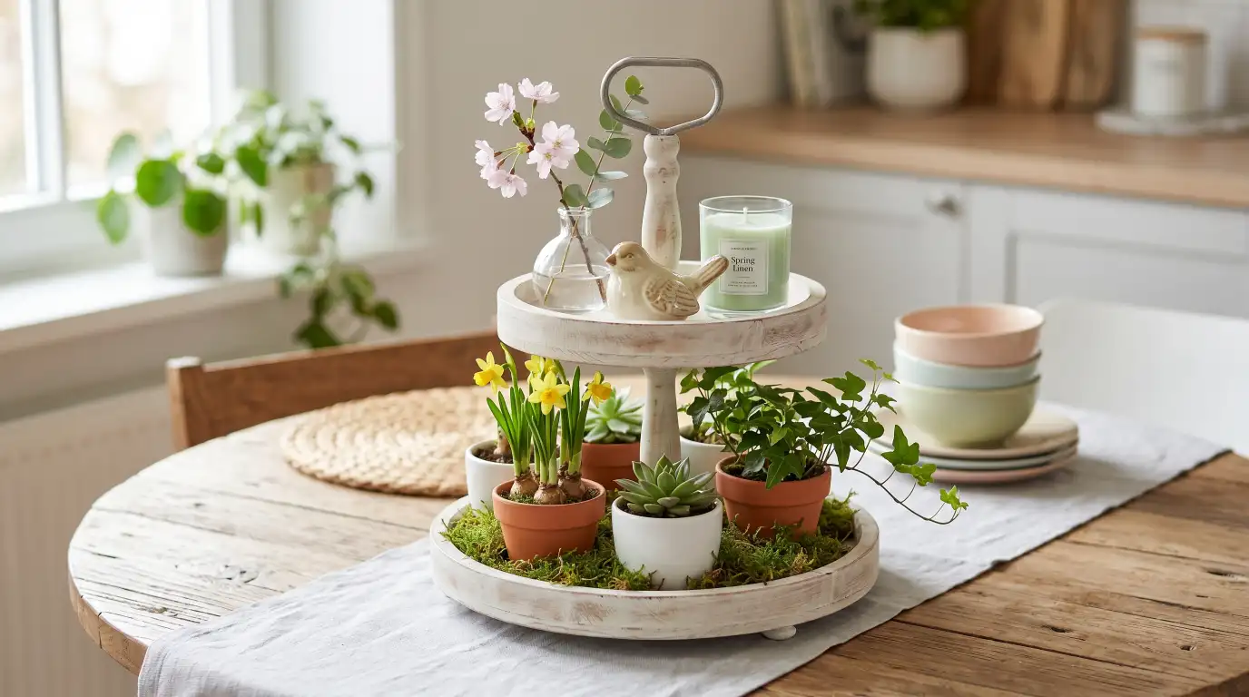 Style a Tiered Tray as a Spring Centerpiece
