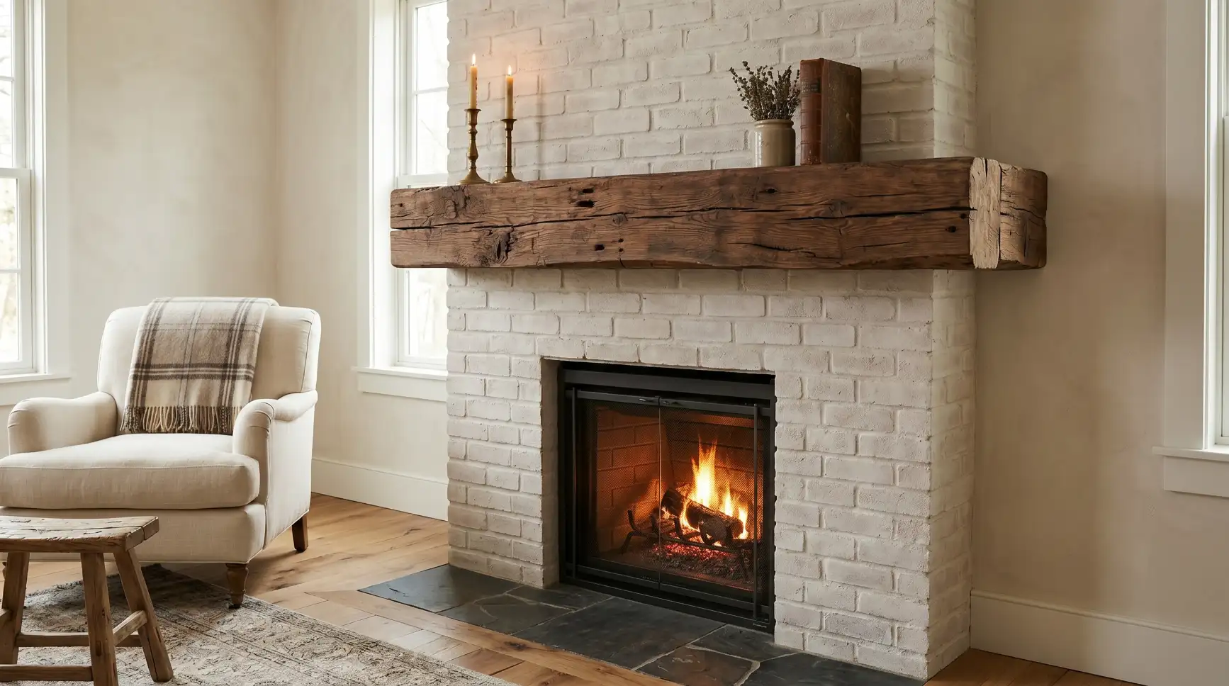 Corner Fireplace with TV Integration