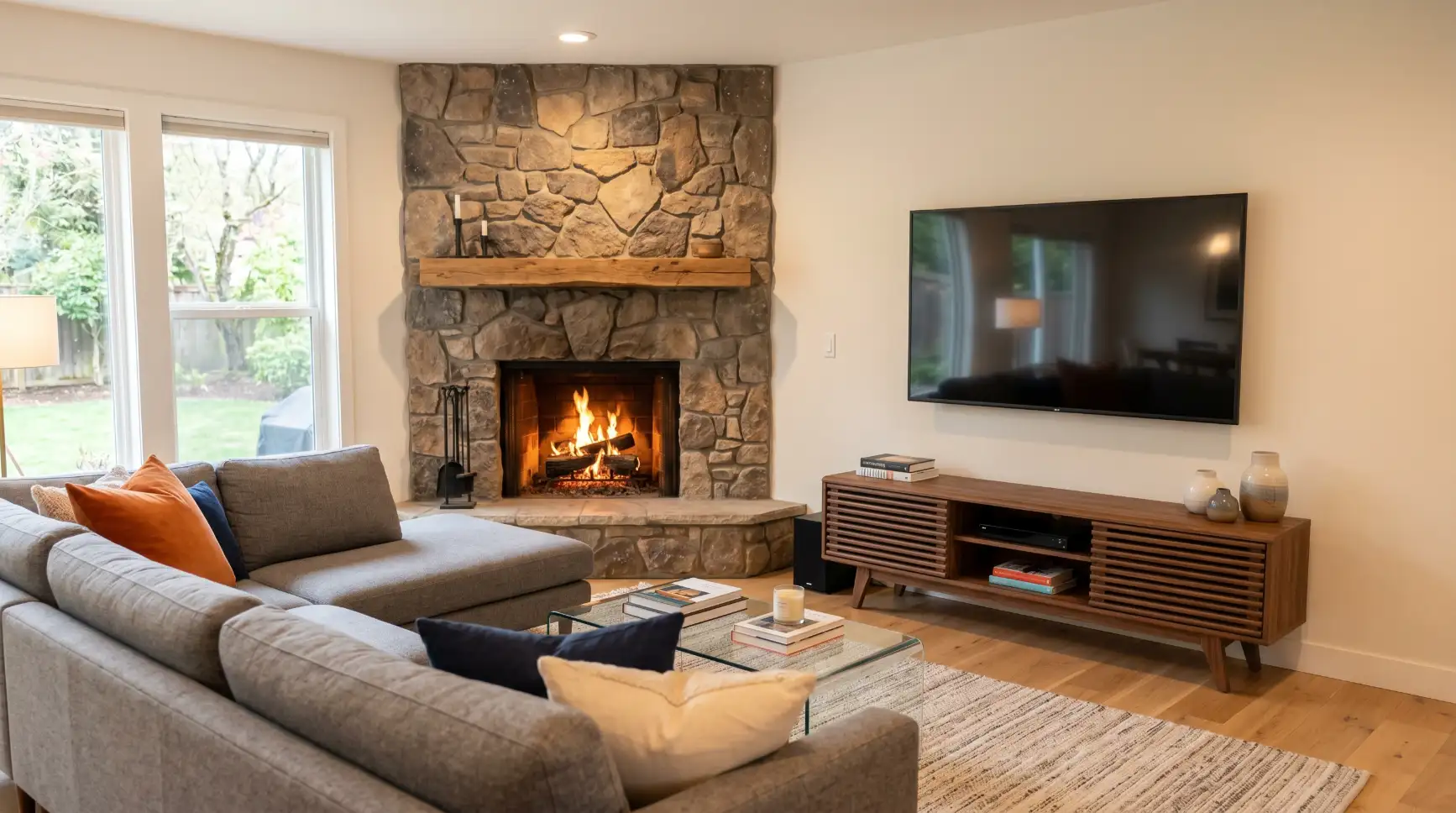 Seasonal Mantel Styling for Your Corner Fireplace
