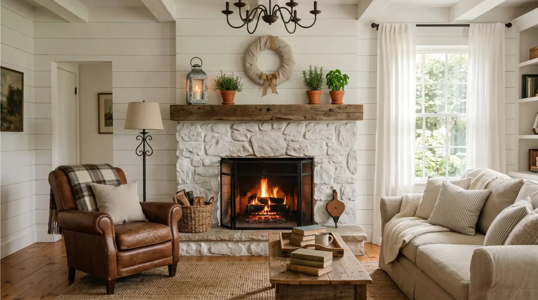 The Pale Limestone Surround in a Neutral Living Room