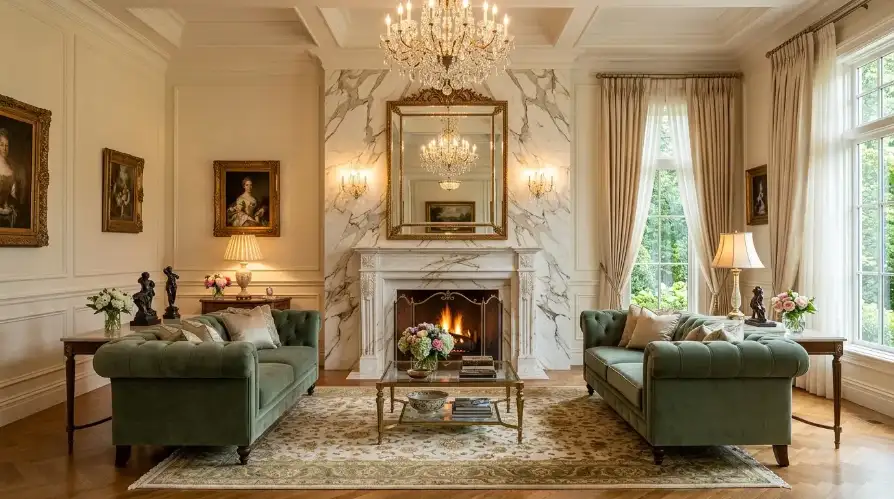 The Symmetrically Styled Stone Fireplace Wall