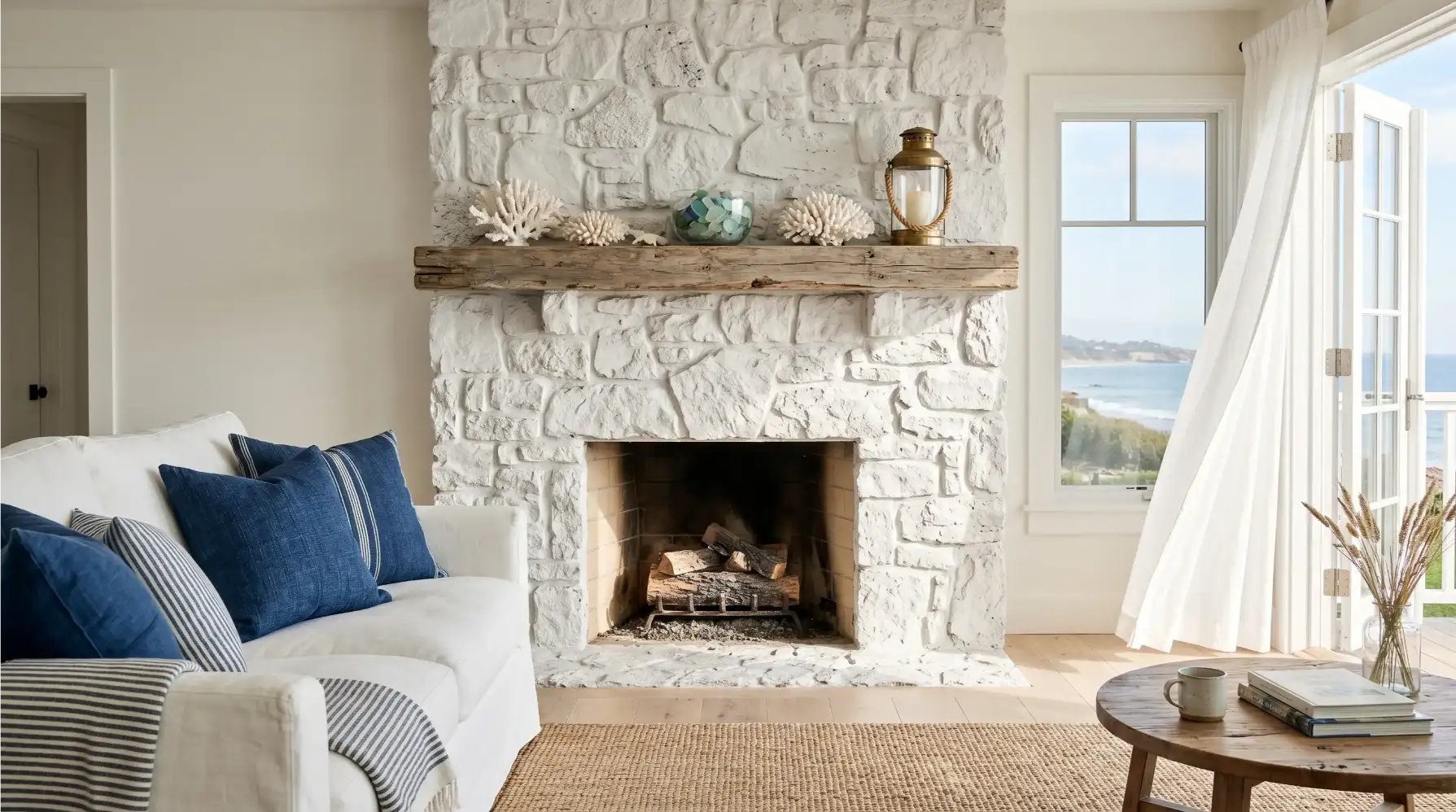 The Minimalist Linear Stone Fireplace