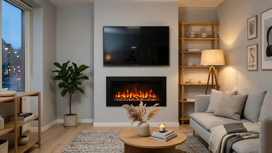 Black Electric Fireplace for Renters and Smaller Spaces