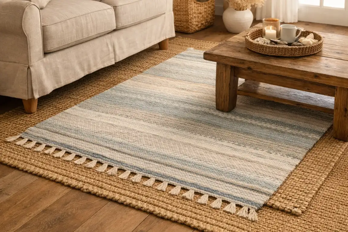 Add a Textured Area Rug to Layer the Floor