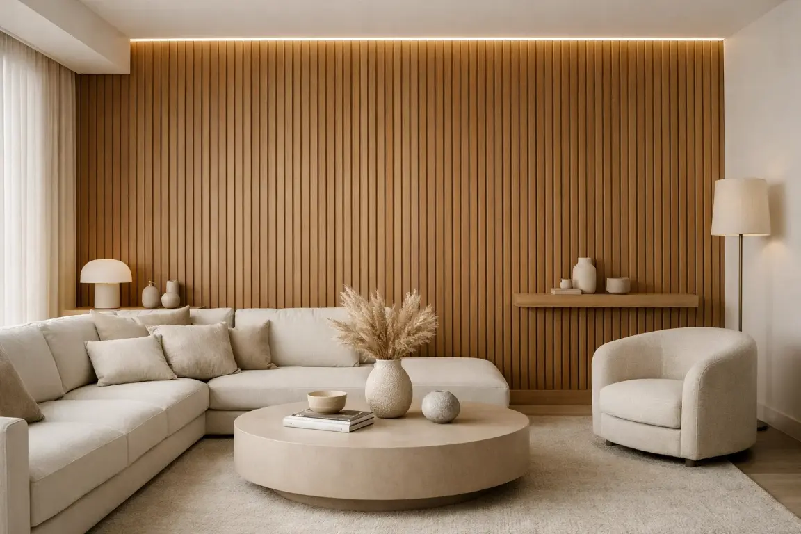 Vertical Wood Slat Panels