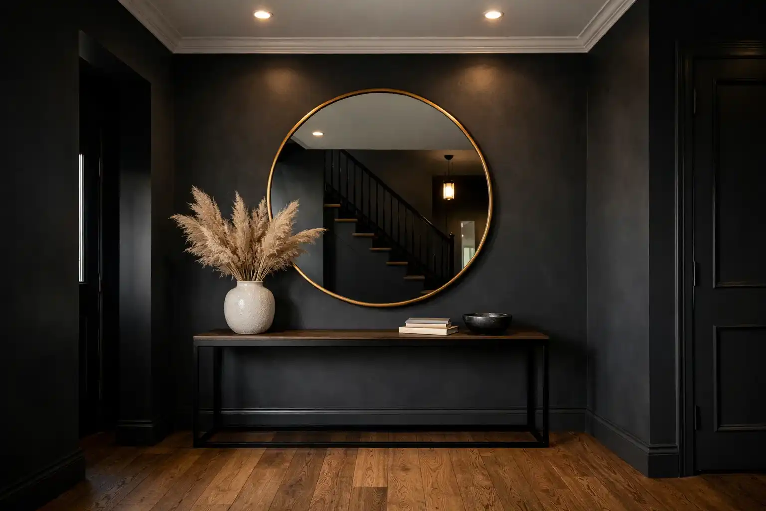Charcoal and Deep Moody Tones in the Entryway
