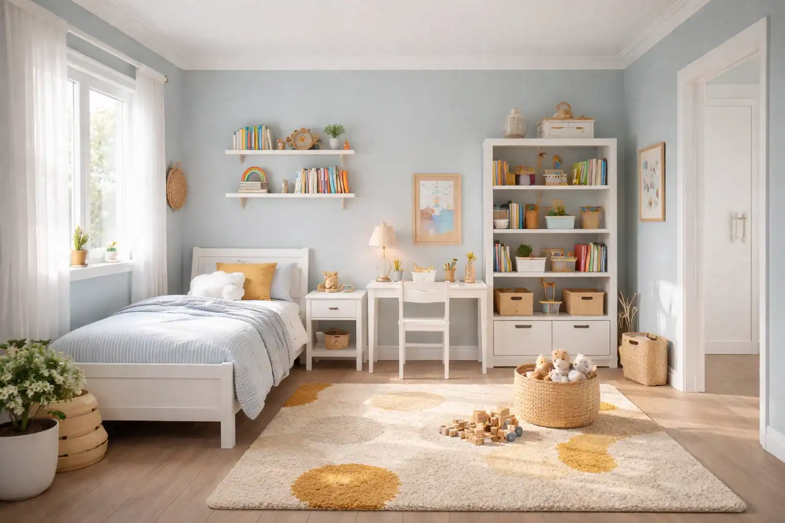 Soft Blue-Gray in the Kids Room and Hallway