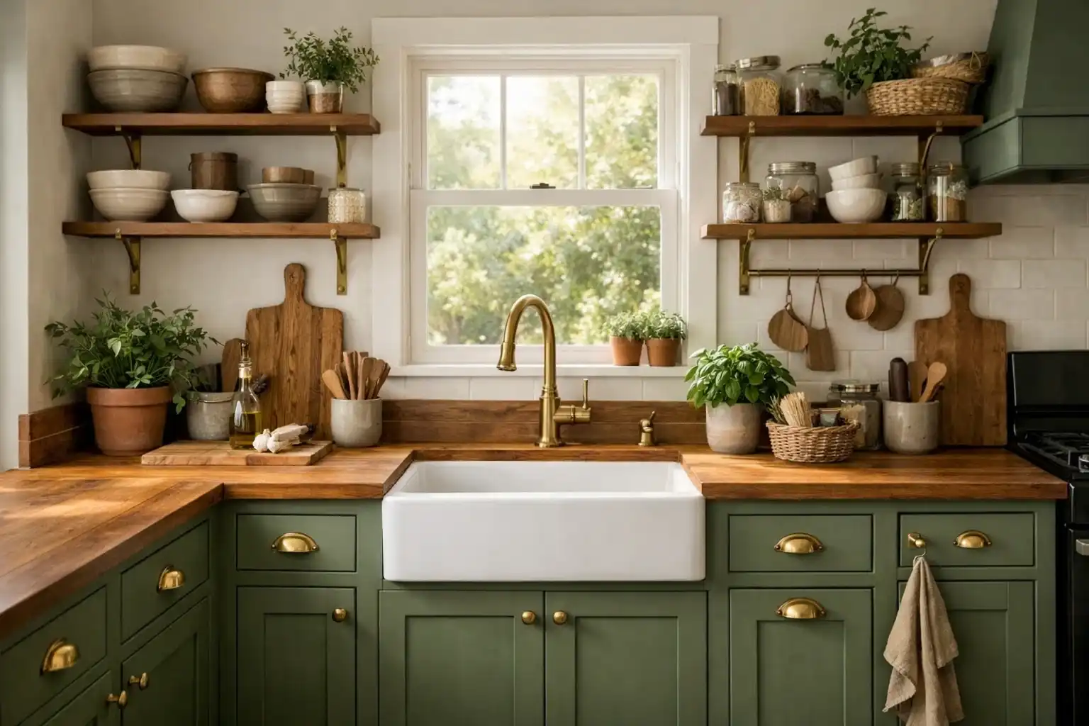 Earthy Botanical Greens in the Kitchen