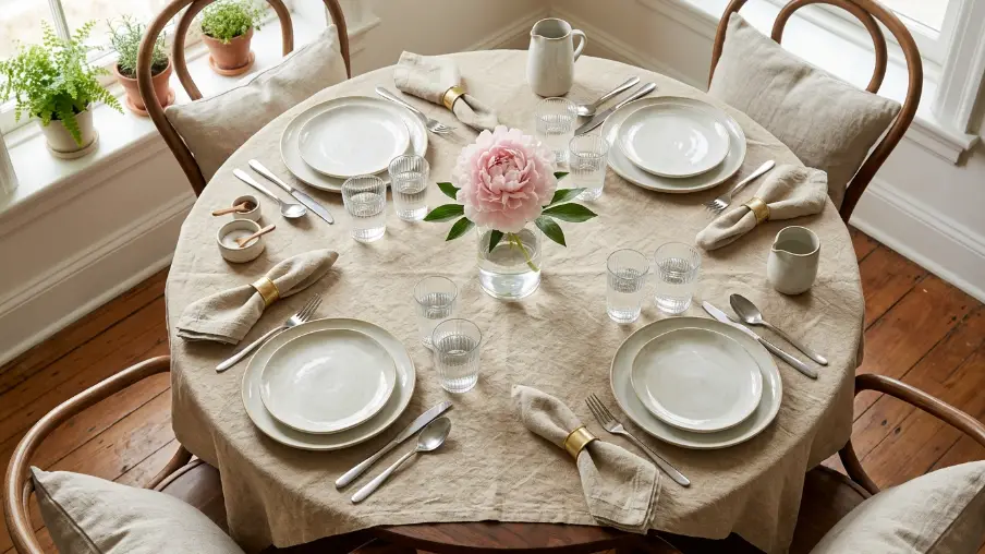 Embrace Quiet Luxury with Neutral Linen and Single-Stem Flowers