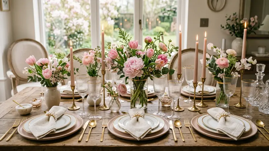 Design a Romantic Blush and Gold Spring Table