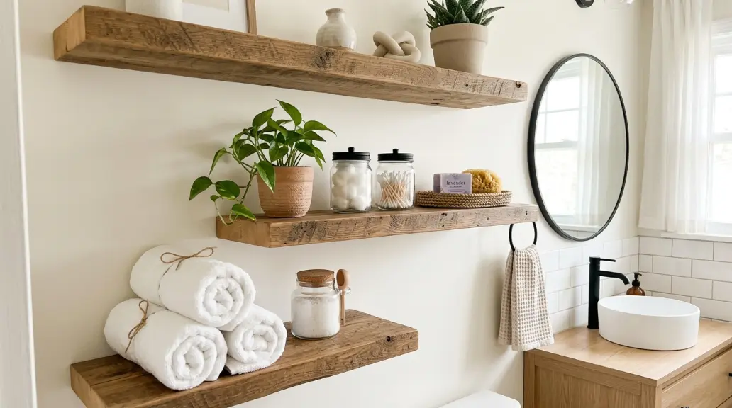 Install Open Wooden Shelving