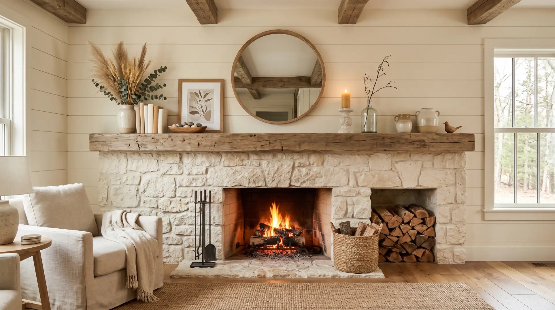 Use a Live Edge Wood Mantel for Organic Character