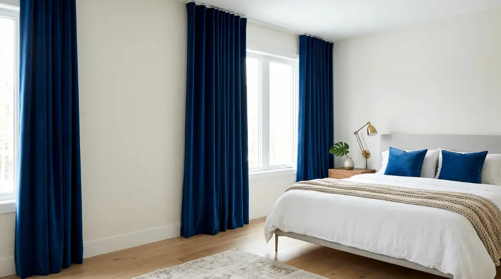 Sapphire Blue Curtains in a Neutral Room