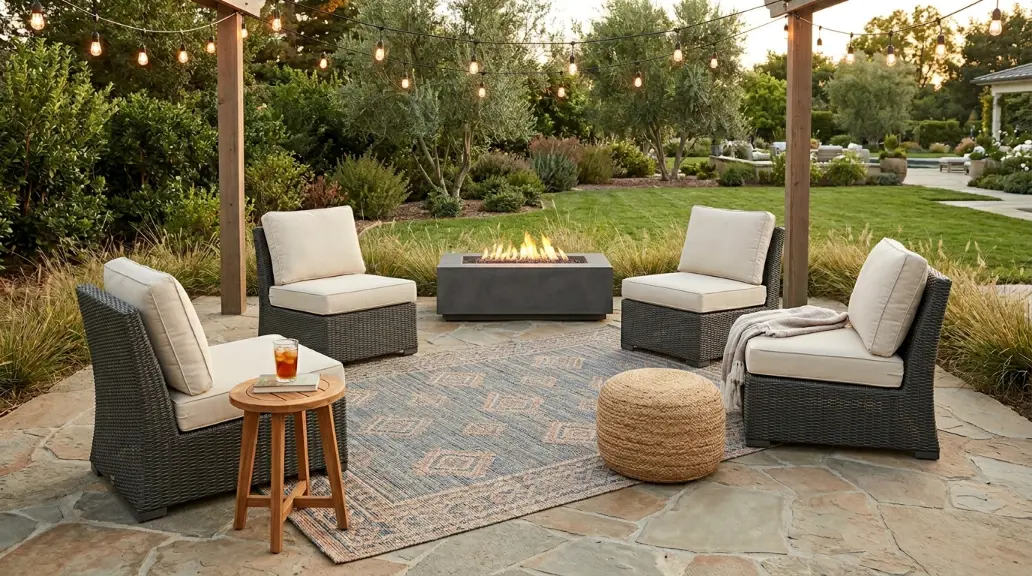 Rustic Wood-Burning Pit with Campfire Style Seating