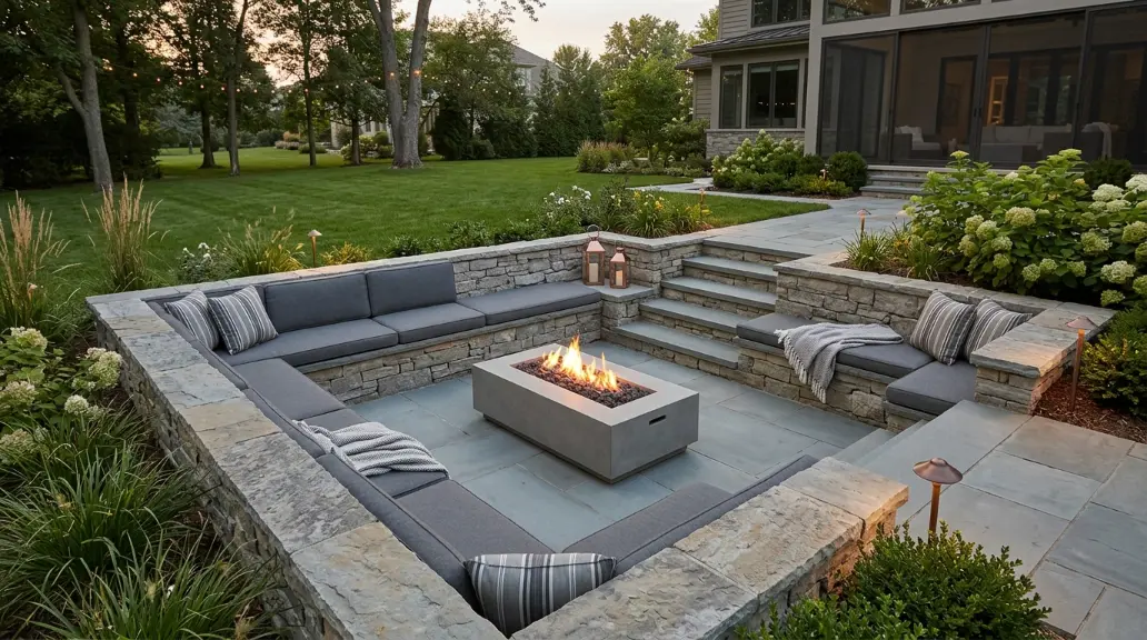 Sunken Fire Pit Patio Design