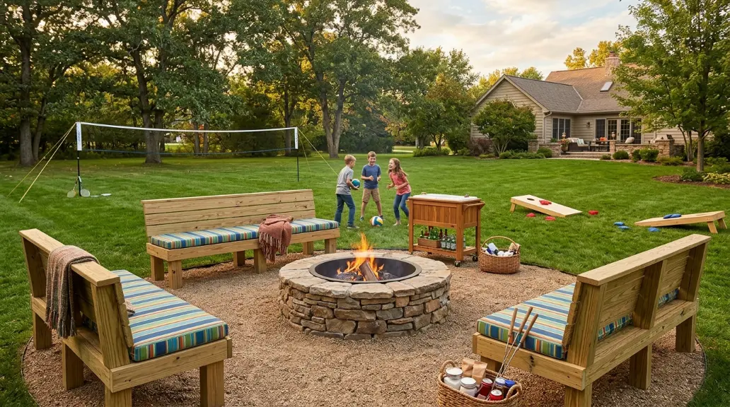 Fire Pit with Water Feature Nearby
