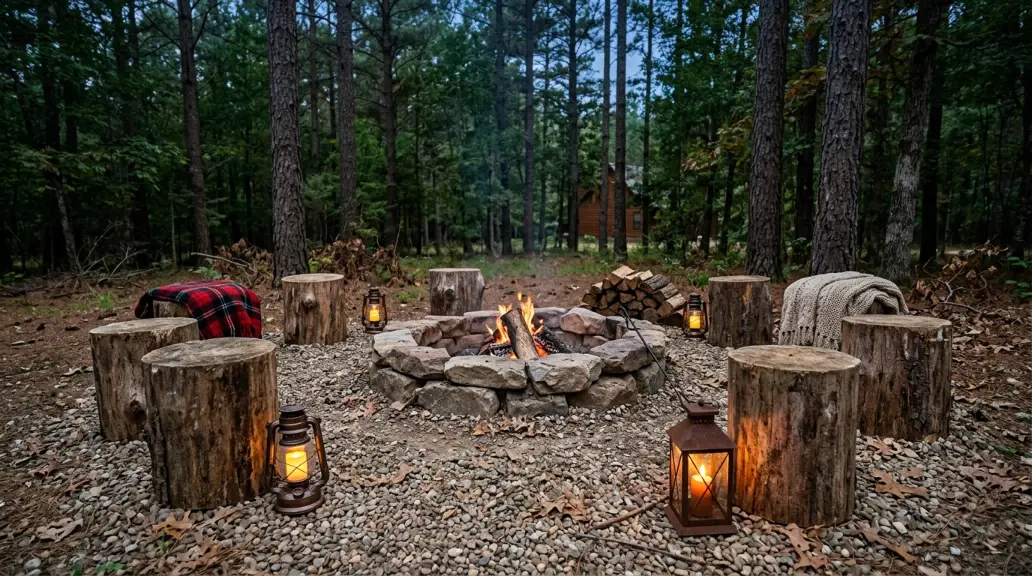 Rustic Log Bench Seating Setup