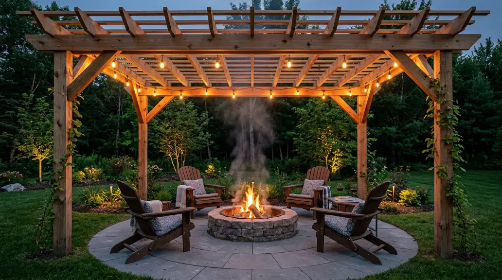 Pergola-Covered Fire Pit Area