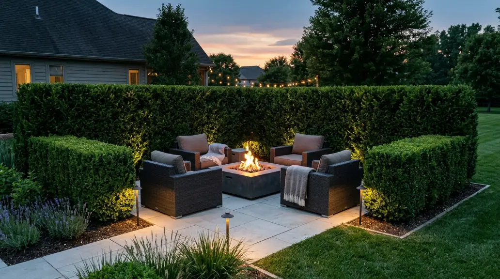 Formal Hedge-Enclosed Fire Pit