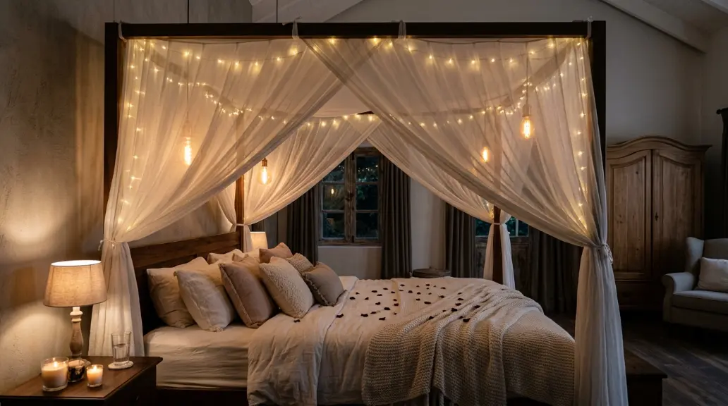 A Romantic Canopy with Soft Lighting