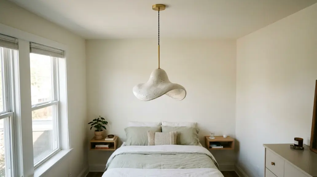 A Single Sculptural Pendant for Small Bedrooms