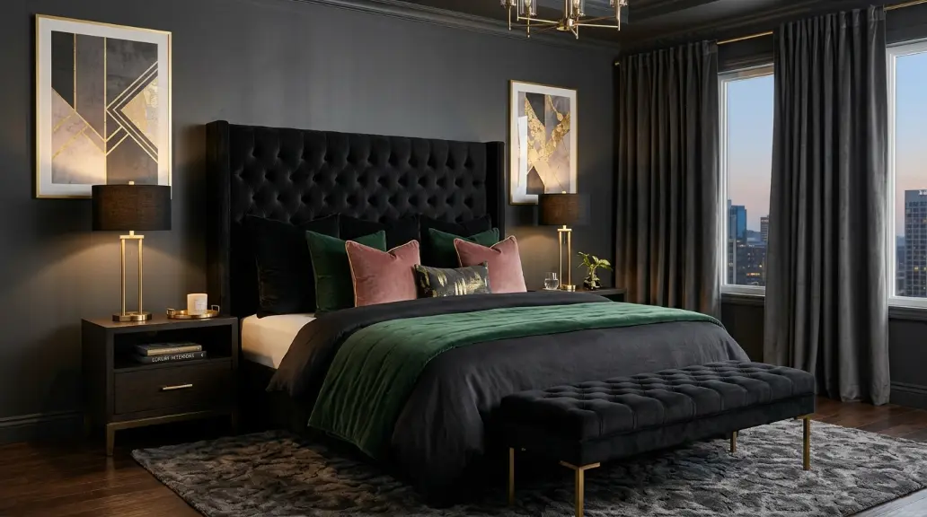 Luxury Black Bedroom Setup