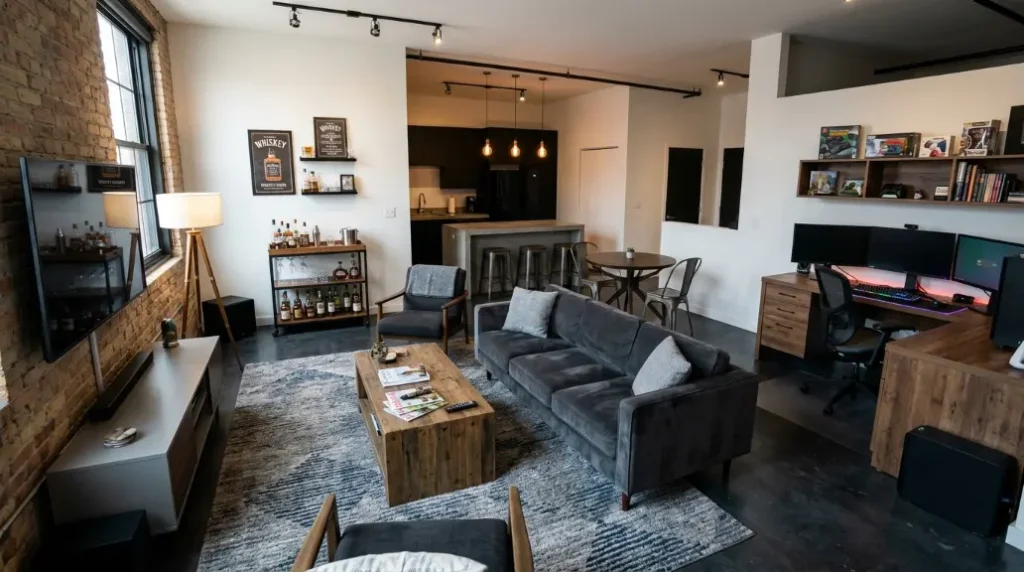 Rustic Man Cave with Reclaimed Wood