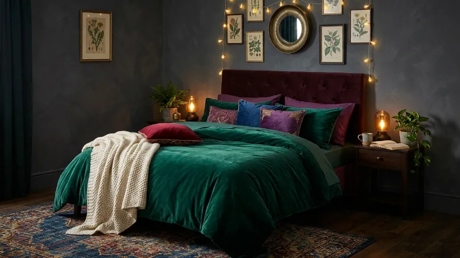 Use Jewel-Toned Velvet for a Luxurious Boho Feel