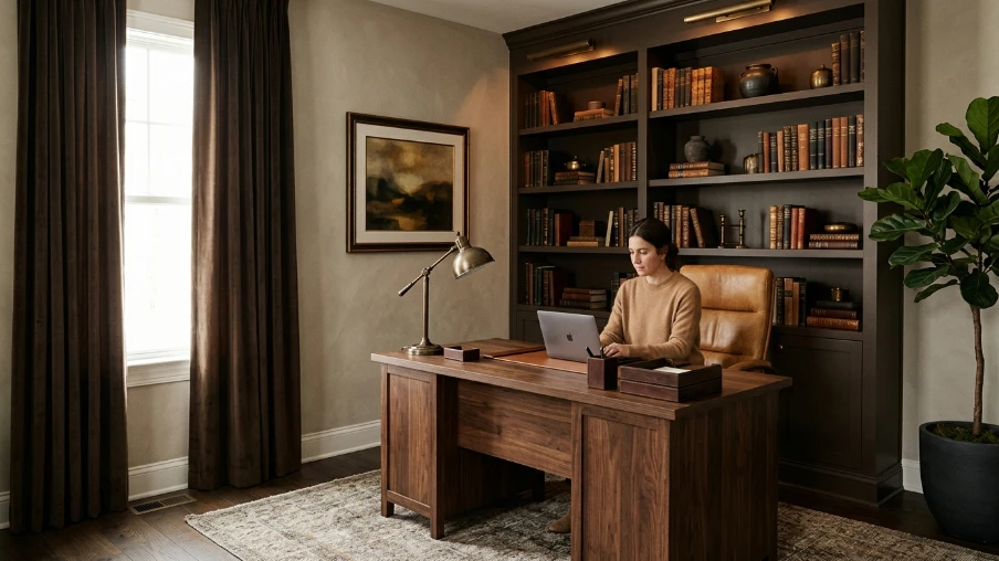 Bring In a Warm Neutral Office Palette