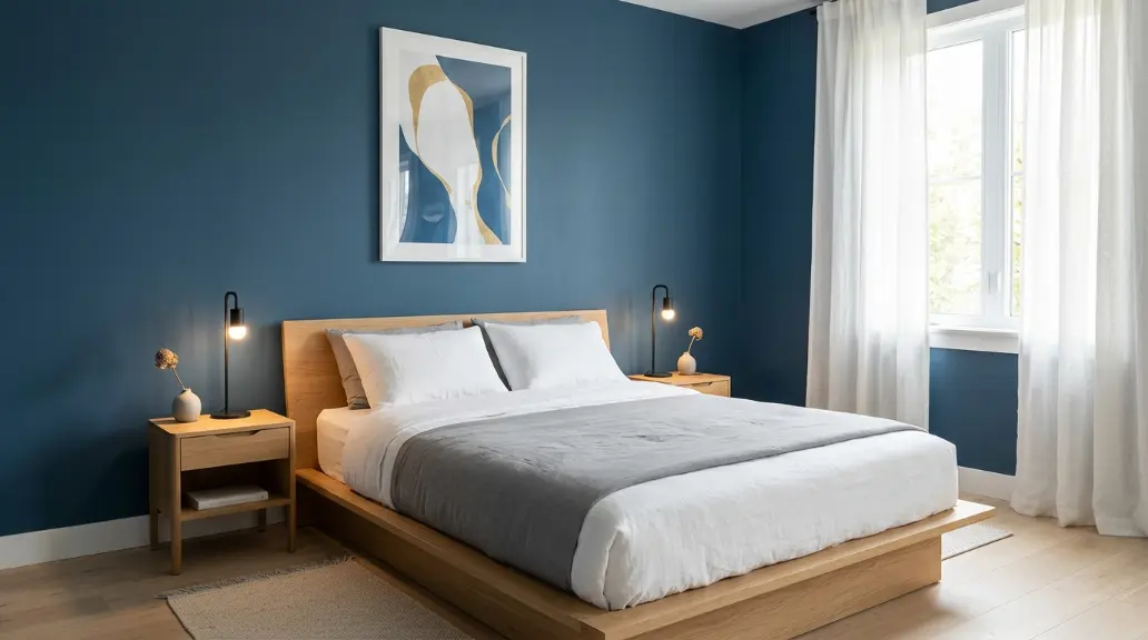 Minimalist Blue Bedroom