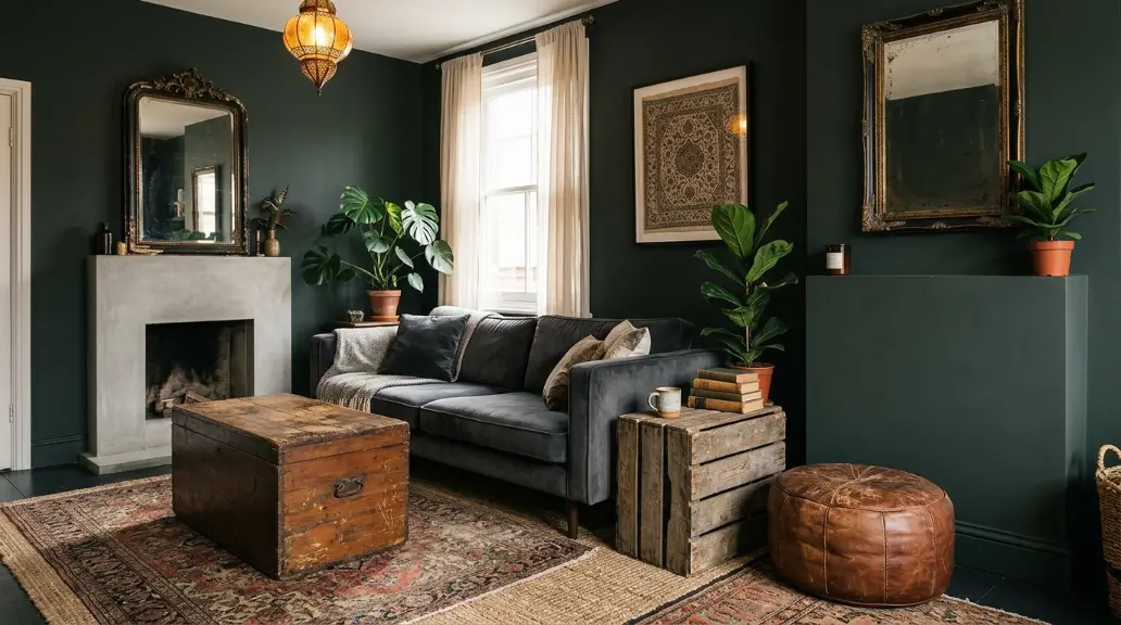 Try a Jewel-Tone Palette for a Cozy Dark Living Room