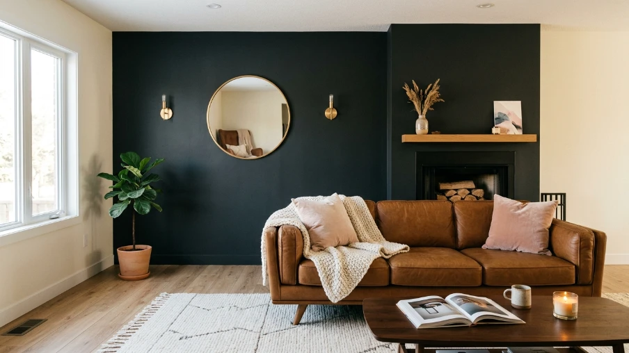 Start with a Deep Charcoal Feature Wall