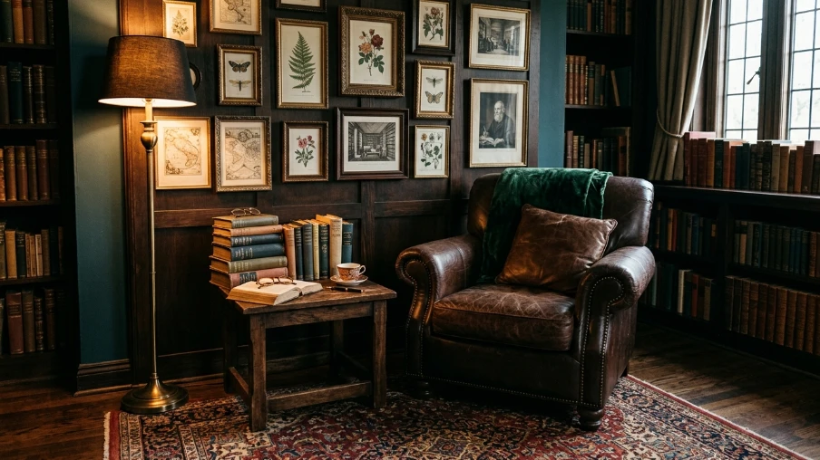 Create a Dark Academia Living Room Corner