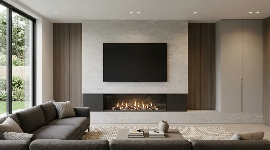Sleek TV Fireplace Setup with Hidden Components