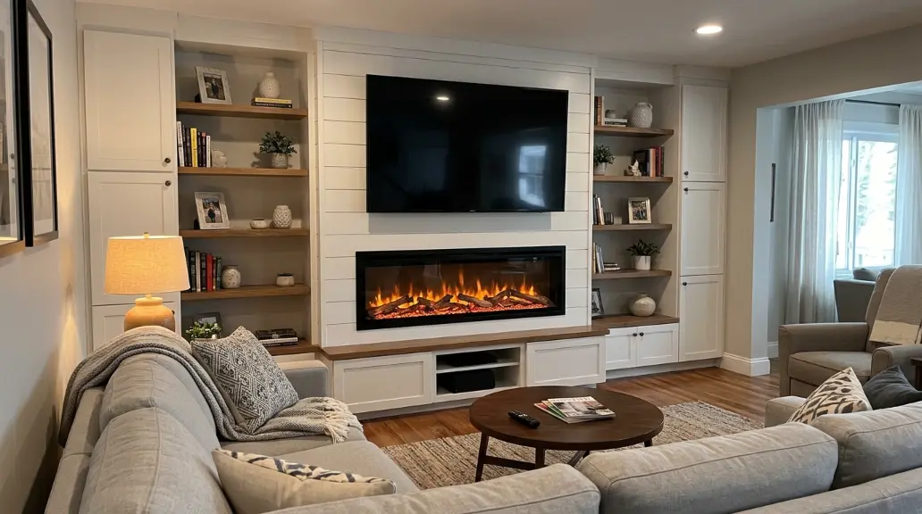 Electric Fireplace with TV for Apartments and Rentals