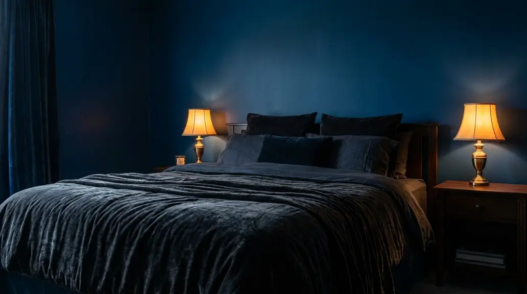 Sapphire Blue Headboard With Neutral Walls