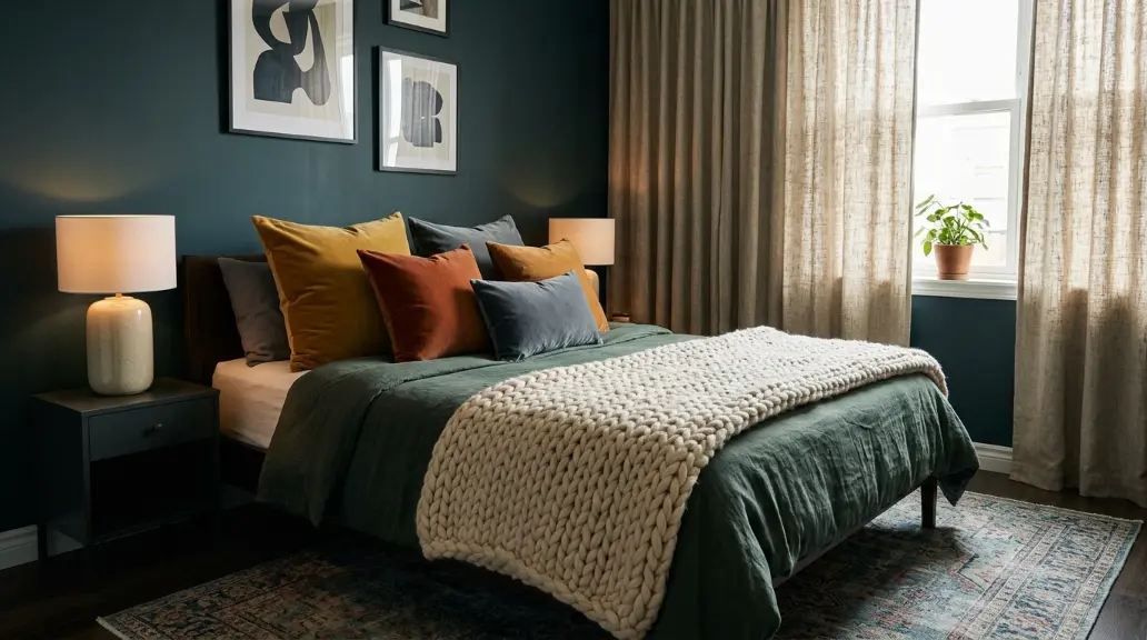 Dark Dark Teal Walls With Layered TexturesTeal Walls With Layered Textures