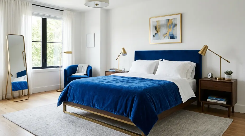 Royal Blue With White and Brass
