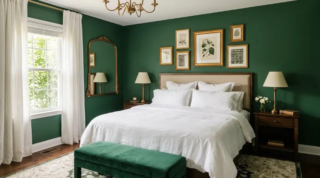 Emerald Green Walls With Gold Accents