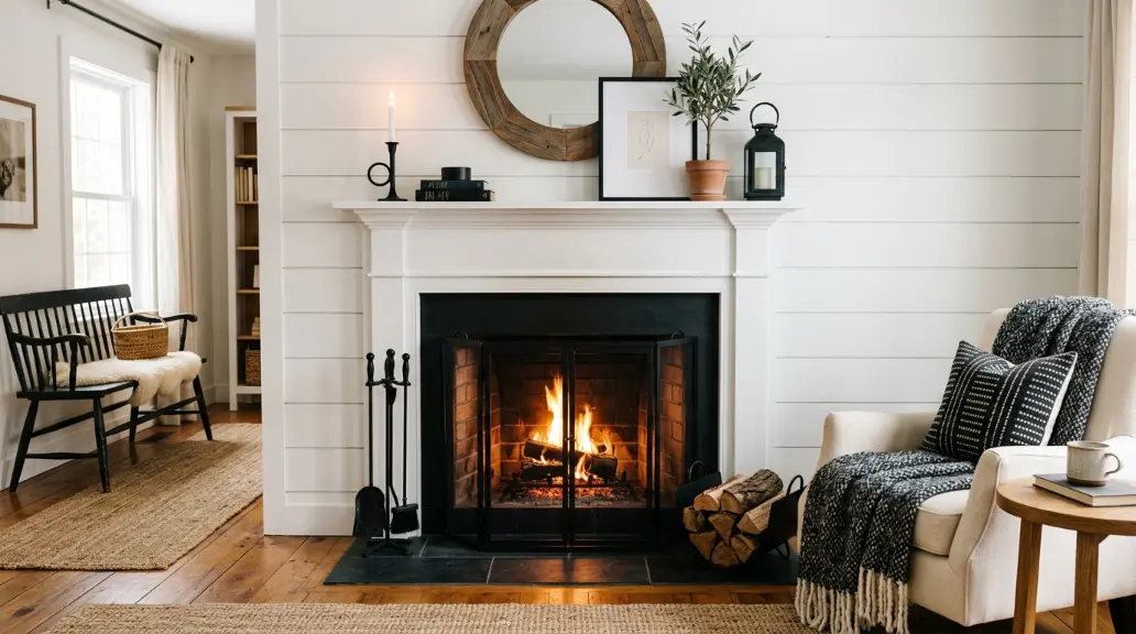 White Brick Fireplace Remodel