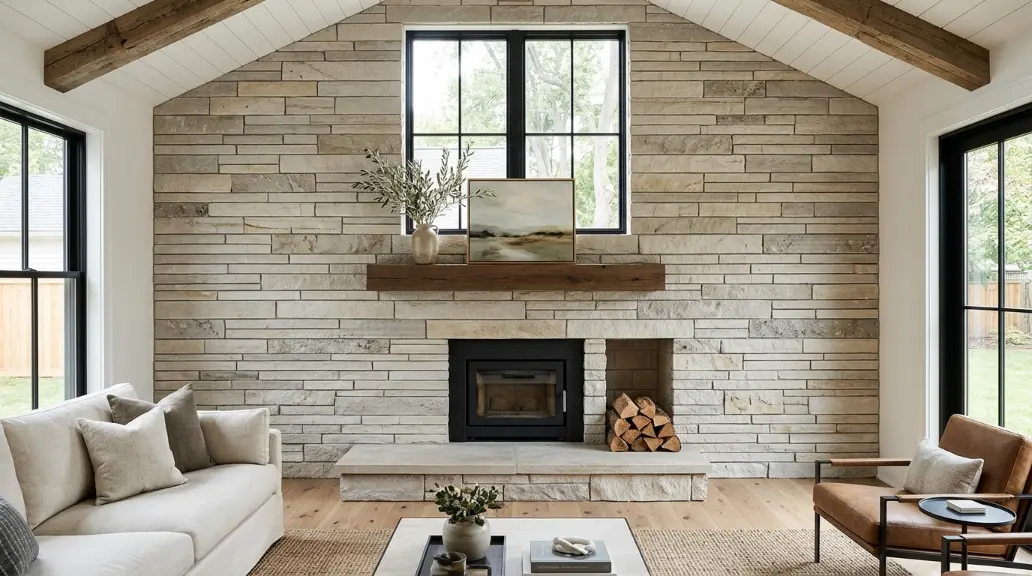 Neutral Farmhouse Fireplace with Seasonal Mantel Decor