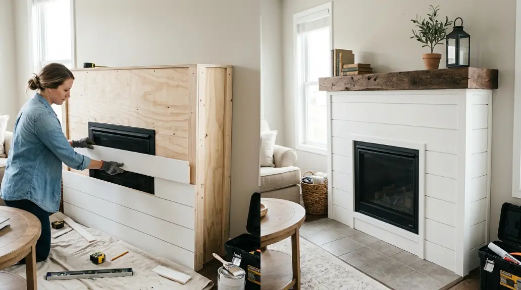 DIY Modern Farmhouse Fireplace Surround
