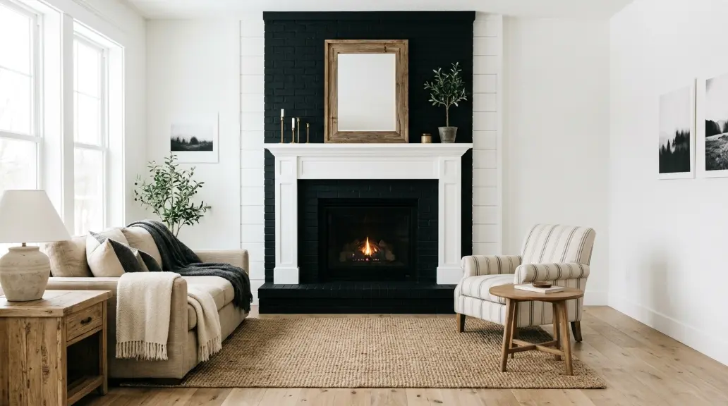 Modern Farmhouse Stone Fireplace with Horizontal Stack