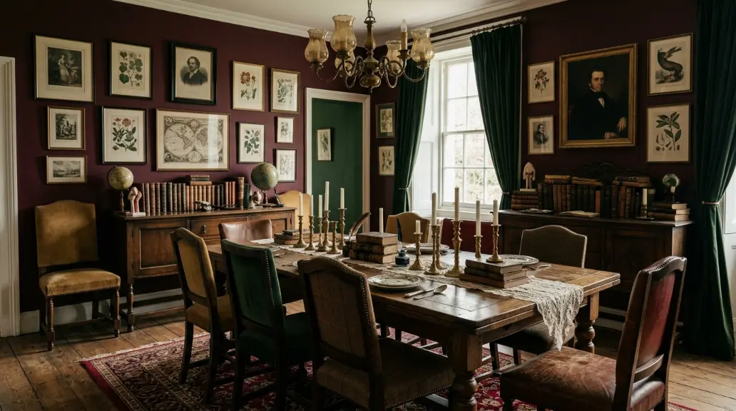 Create a Dark Academia Dining Room with Books and Art