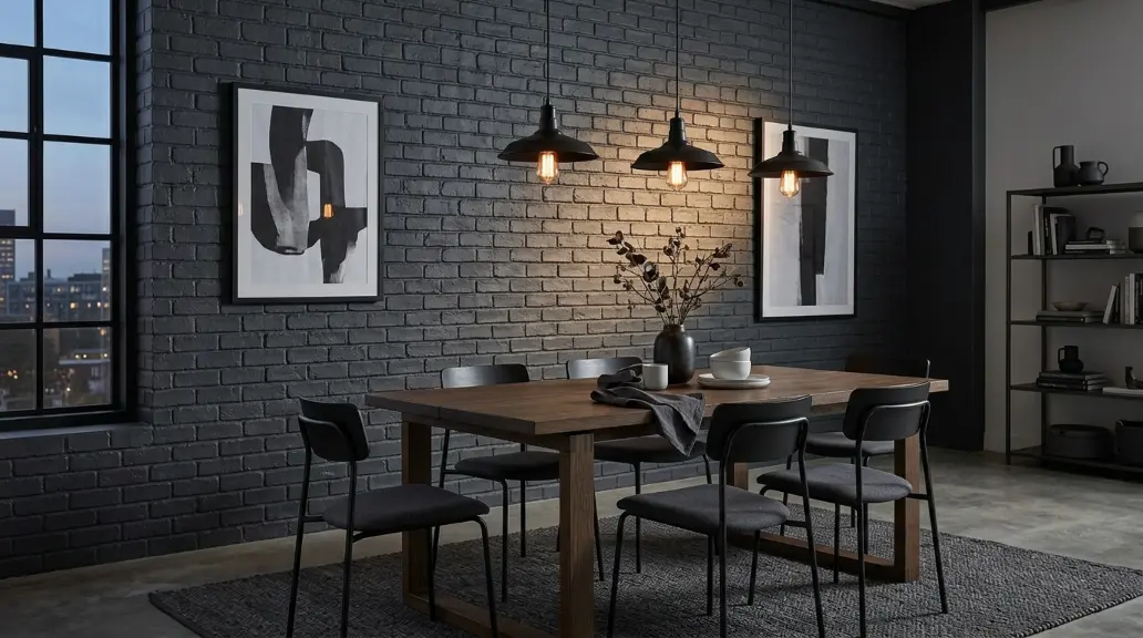 Use Exposed Brick Painted Dark for an Industrial Edge