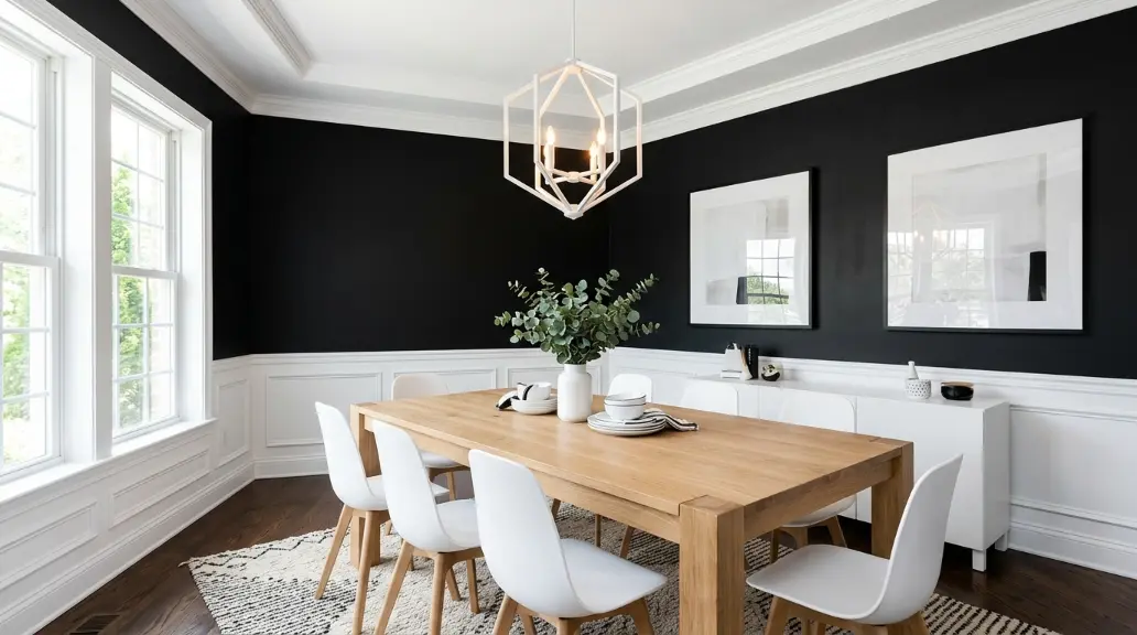 Try Black Dining Room Walls with White Trim