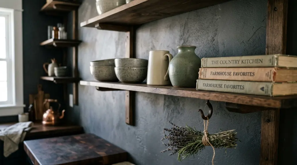 Add Open Farmhouse Kitchen Shelves with Intention