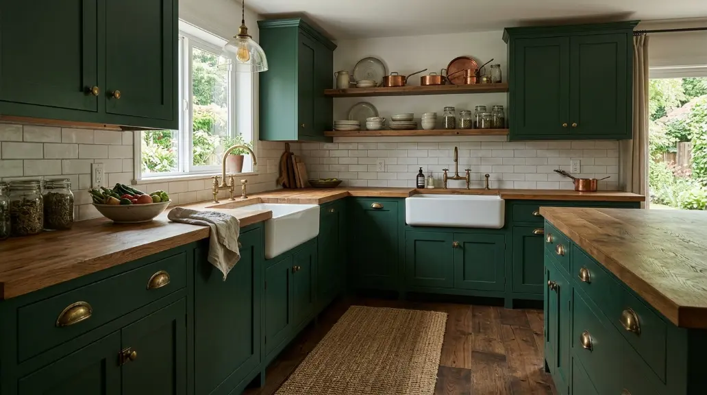 Go Deep with Forest Green Cabinets