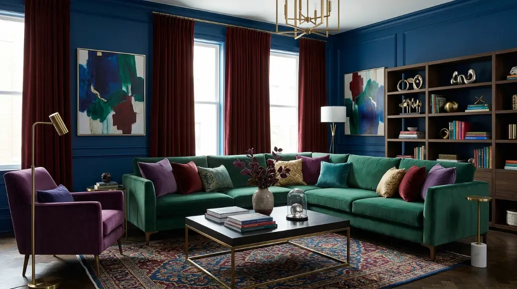Rich Color Living Room with Jewel Tones